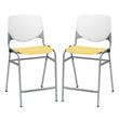 Home Square Plastic Counter Stool in White/Yellow - Set of 2