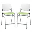 Home Square Plastic Counter Stool in White/Lime Green - Set of 2