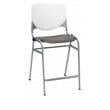 Home Square Plastic Counter Stool in White/Brownstone - Set of 2