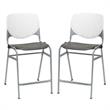 Home Square Plastic Counter Stool in White/Brownstone - Set of 2