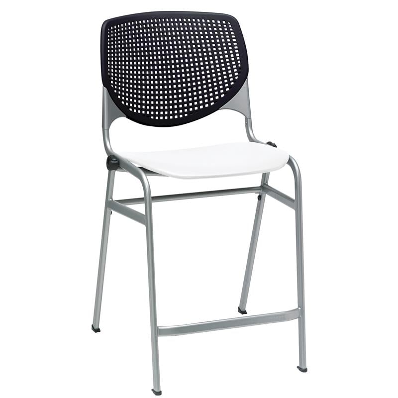 Home Square Plastic Counter Stool in Black/White - Set of 2