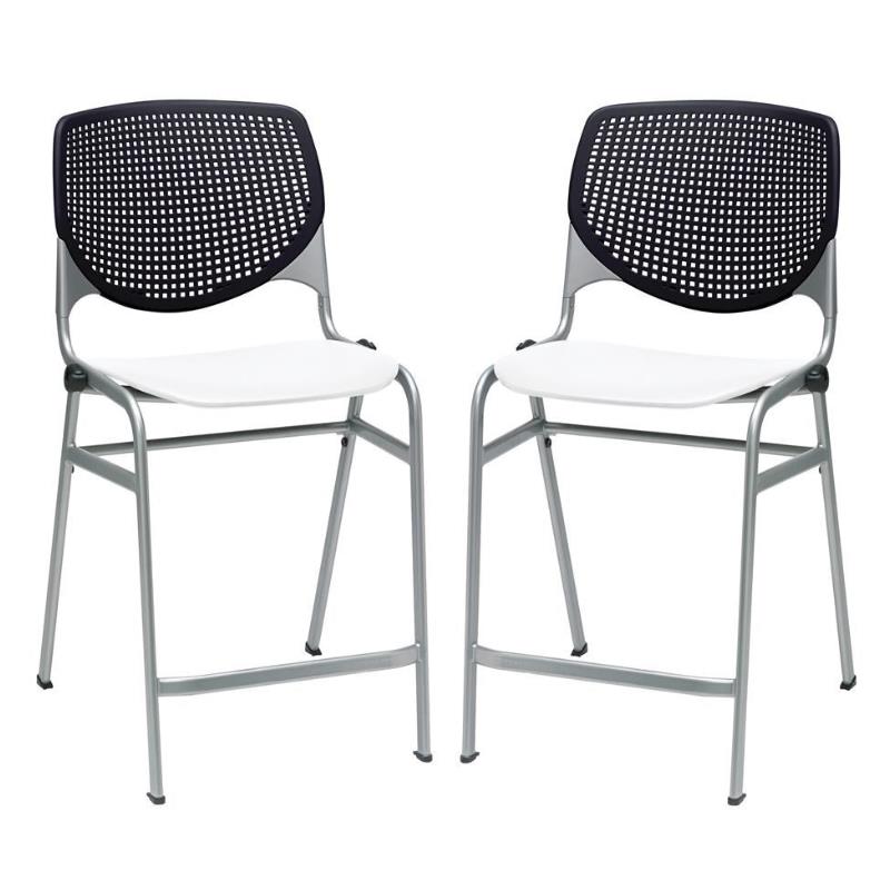 Home Square Plastic Counter Stool in Black/White - Set of 2