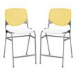 Home Square Plastic Counter Stool in Yellow/White - Set of 2