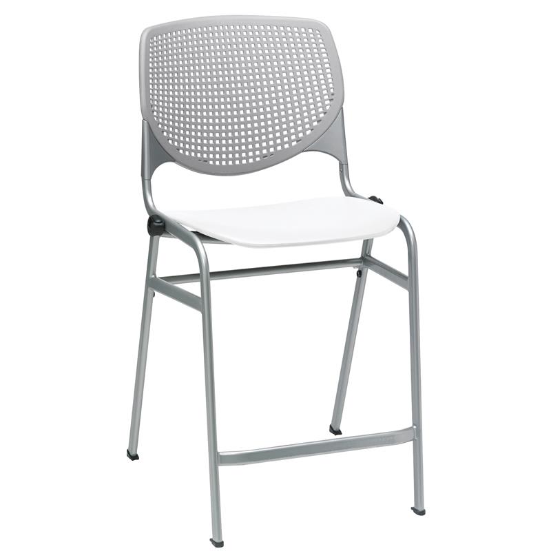 Home Square Plastic Counter Stool in Light Gray/White - Set of 2