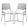 Home Square Plastic Counter Stool in Light Gray/White - Set of 2