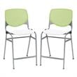 Home Square Plastic Counter Stool in Lime Green/White - Set of 2