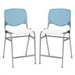 Home Square Plastic Counter Stool in Sky Blue Back - Set of 2