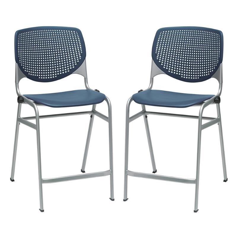 Home Square Plastic Counter Stool in Navy - Set of 2