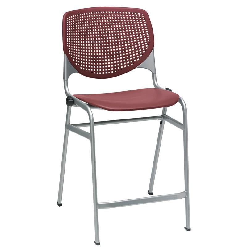 Home Square Plastic Counter Stool in Burgundy - Set of 2