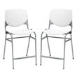 Home Square Plastic Counter Stool in White - Set of 2