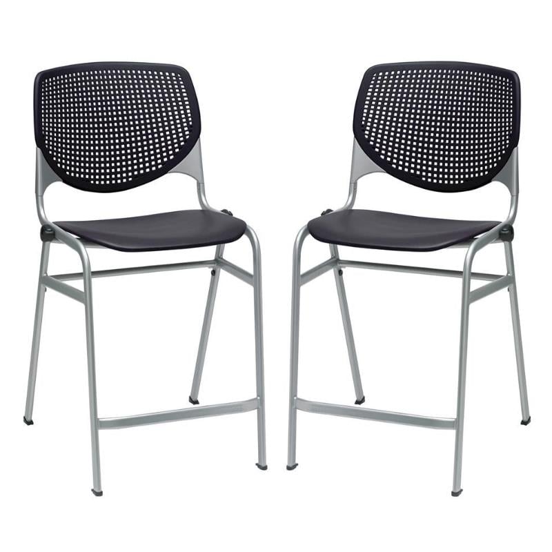 Home Square Plastic Counter Stool in Black - Set of 2