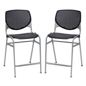 Home Square Plastic Counter Stool in Black - Set of 2