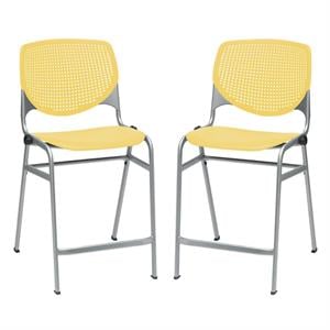 Home Square Plastic Counter Stool in Yellow - Set of 2