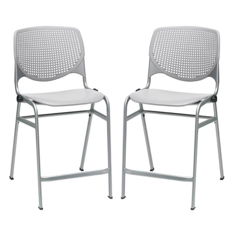 Home Square Plastic Counter Stool in Light Gray - Set of 2