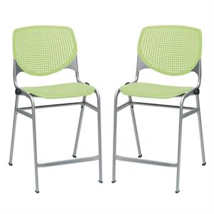 Home Square Plastic Counter Stool in Lime Green - Set of 2
