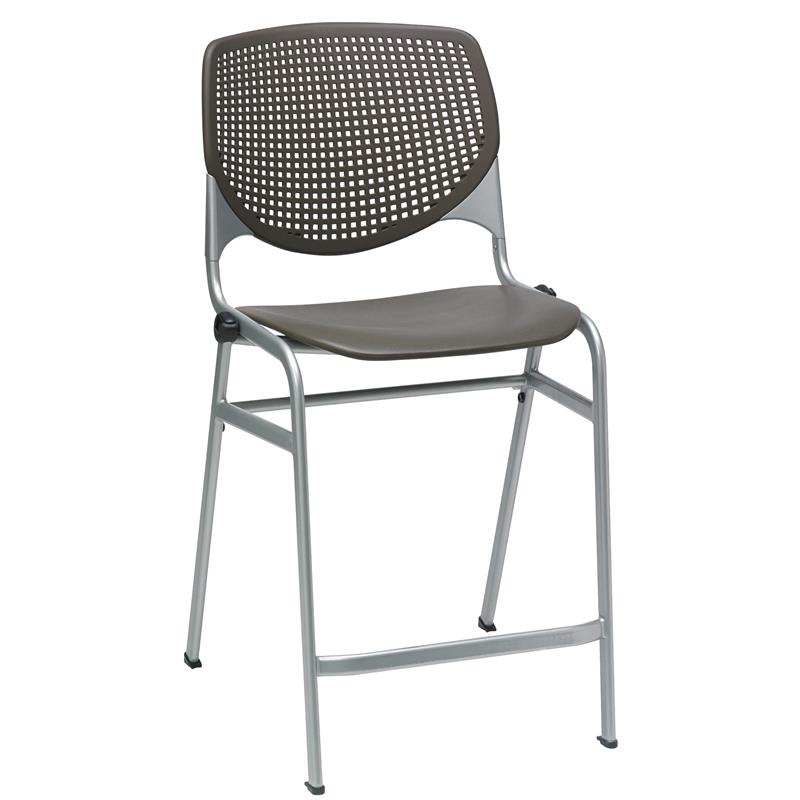 Home Square Plastic Counter Stool in Brownstone - Set of 2