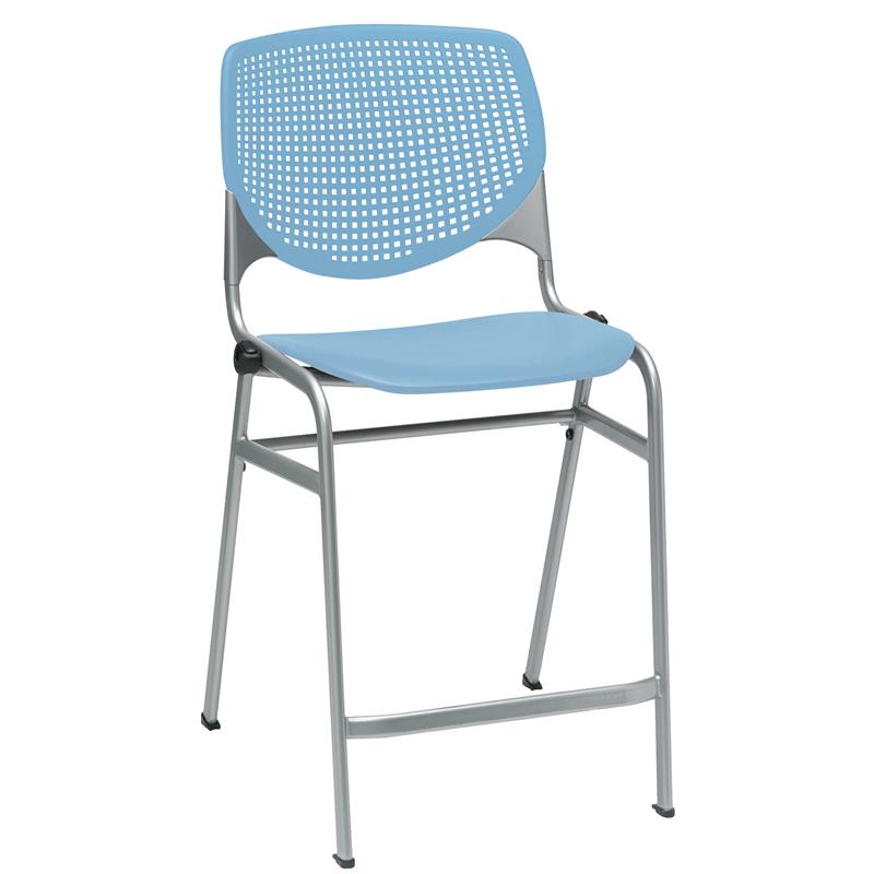 Home Square Plastic Counter Stool in Sky Blue - Set of 2