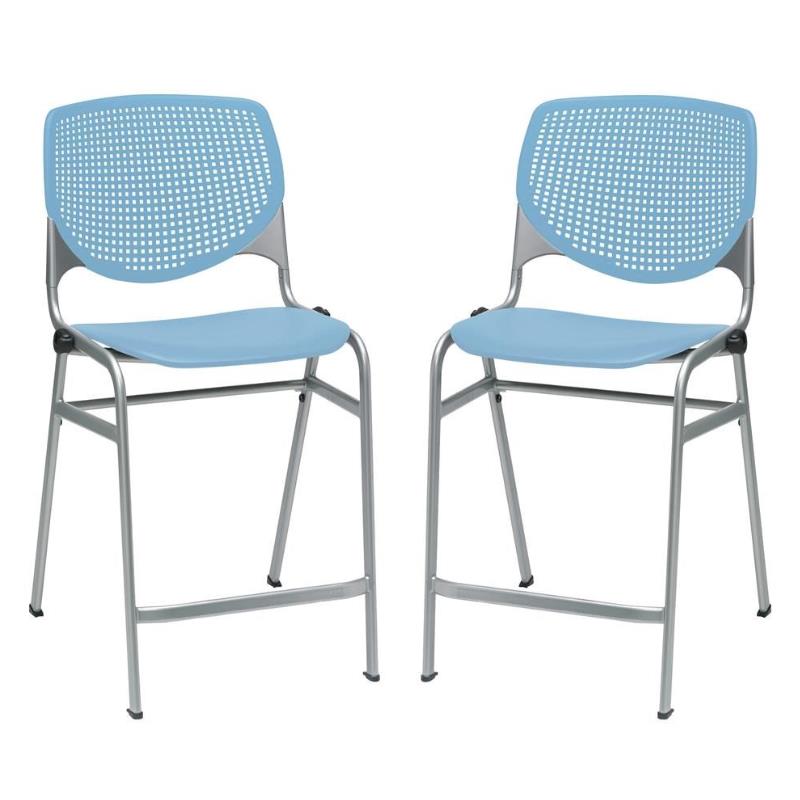 Home Square Plastic Counter Stool in Sky Blue - Set of 2