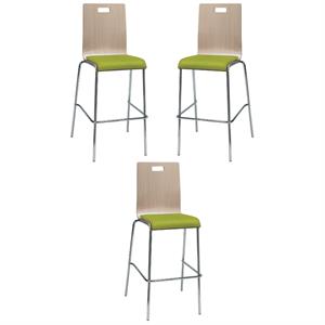 Home Square 30&quot Fabric Seat Bar Stool in Natural and Avocado - Set of 3