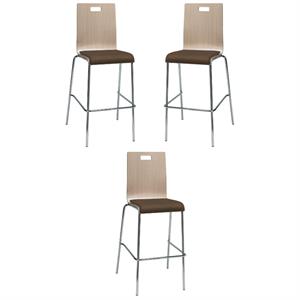 Home Square 30&quot Fabric Seat Bar Stool in Natural and Fudge - Set of 3