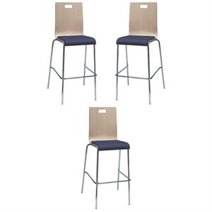 Home Square 30&quot Vinyl Seat Bar Stool in Natural and Grape - Set of 3