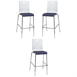 Home Square 30&quot Wooden Vinyl Seat Bar Stool in White and Grape - Set of 3