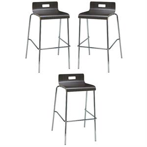 Home Square 30&quot Stylish Wooden Low Back Bar Stool in Espresso - Set of 3