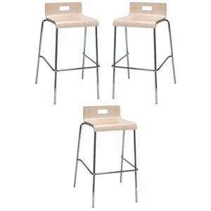Home Square 30&quot Stylish Wooden Low Back Bar Stool in Natural - Set of 3