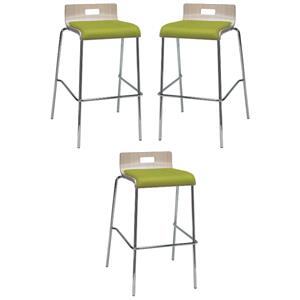 Home Square 30&quot Fabric Seat Bar Stool in Natural/Avocado - Set of 3