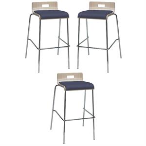 Home Square 30&quot Low Vinyl Seat Bar Stool in Natural and Grape - Set of 3
