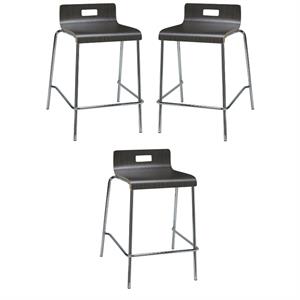 Home Square 25&quot Wooden Low Back Counter Stool in Espresso - Set of 3