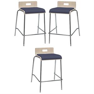 Home Square 25&quot Vinyl Seat Counter Stool in Natural and Grape - Set of 3