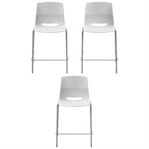 Home Square 25&quot Plastic Counter Stool in Light Gray - Set of 3