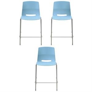Home Square 25&quot Plastic Counter Stool in Sky Blue - Set of 3