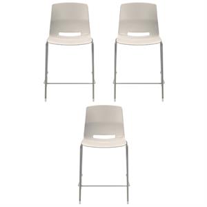 Home Square Olio Designs Lola 25&quot Plastic Counter Stool in Moonbeam - Set of 3