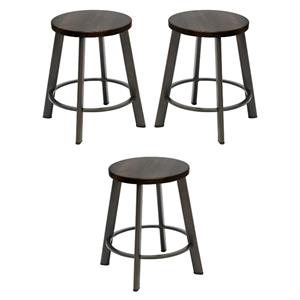 Home Square 18&quot Transitional Wood Seat Bar Stool in Espresso - Set of 3