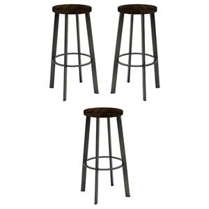Home Square 30&quot Transitional Wood Seat Bar Stool in Espresso - Set of 3