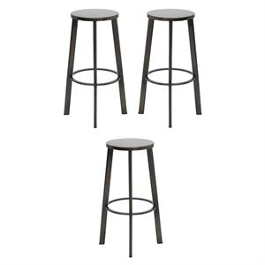 Home Square 30&quot Transitional Stainless Steel Seat Bar Stool in Silver - Set of 3