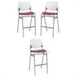 Home Square Stack Barstool in White Back/Burgundy Seat - Set of 3