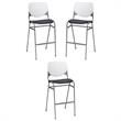 Home Square Stack Barstool in White Back/Black Seat - Set of 3
