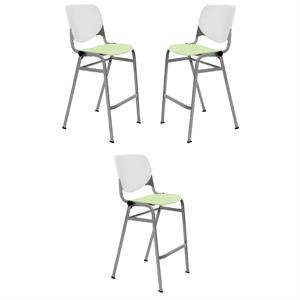 Home Square Stack Barstool in White Back/Lime Green Seat - Set of 3
