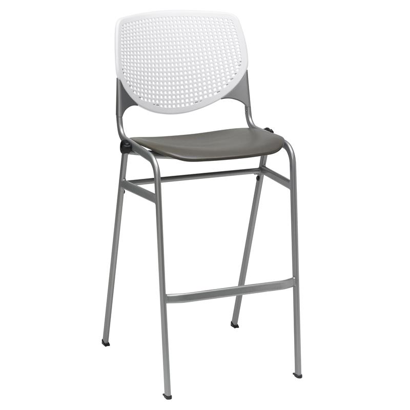 Home Square Stack Barstool in White Back/Brownstone Seat - Set of 3