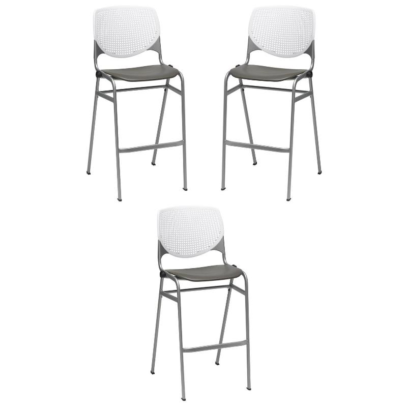 Home Square Stack Barstool in White Back/Brownstone Seat - Set of 3