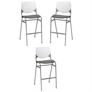 Home Square Stack Barstool in White Back/Brownstone Seat - Set of 3
