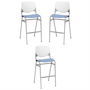 Home Square Stack Barstool in White Back/Peri Blue Seat - Set of 3