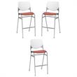 Home Square Stack Barstool in White Back/Coral Seat - Set of 3