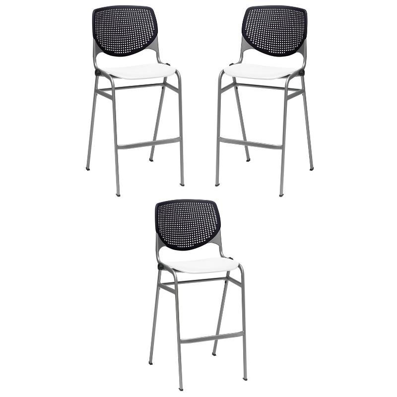 Home Square Stack Barstool in Black Back/White Seat - Set of 3