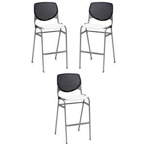 Home Square Stack Barstool in Black Back/White Seat - Set of 3