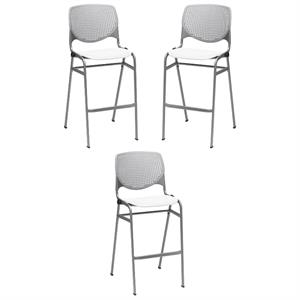 Home Square Stack Barstool in Light Grey Back/White Seat - Set of 3