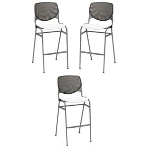 Home Square Stack Barstool in Brownstone Back/White Seat - Set of 3